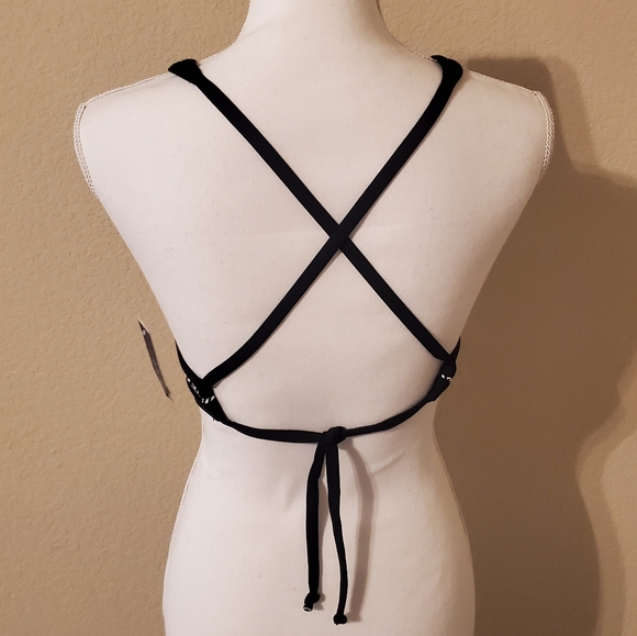 Jag Black Noir High Neck Bra/ Bikini Halter Top Criss-Cross Strap Back Size M - Picture 3 of 10